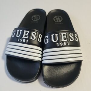 Guess Monochrome Logo Slide Sandals, Women Size 6M (Medium Width) NWOT